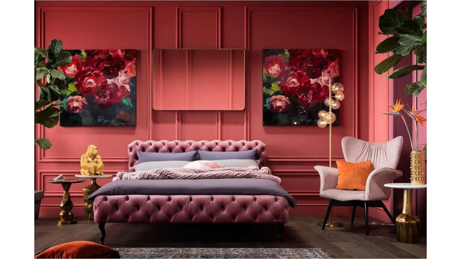 Letto Desire in Velluto Rosa di Kare Design