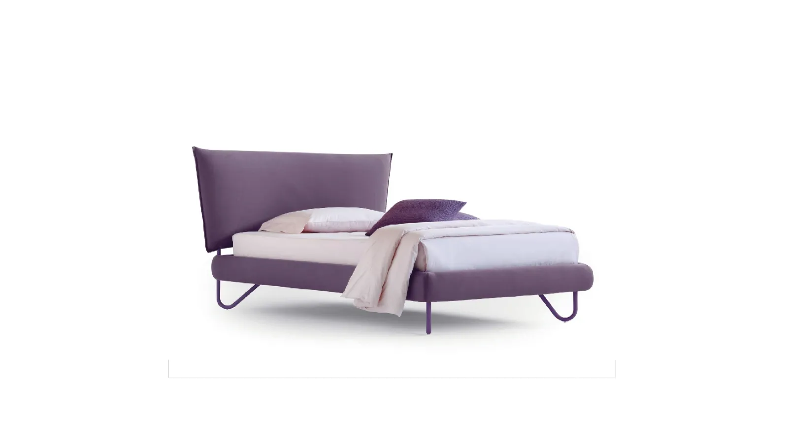 Letto singolo in tessuto imbottito con testiera Hug 04 Soft di Noctis