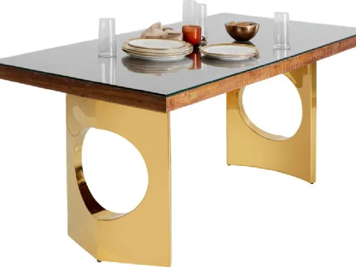 Tavolo Harmony Oho Conley in vetro, legno e acciaio di Kare Design