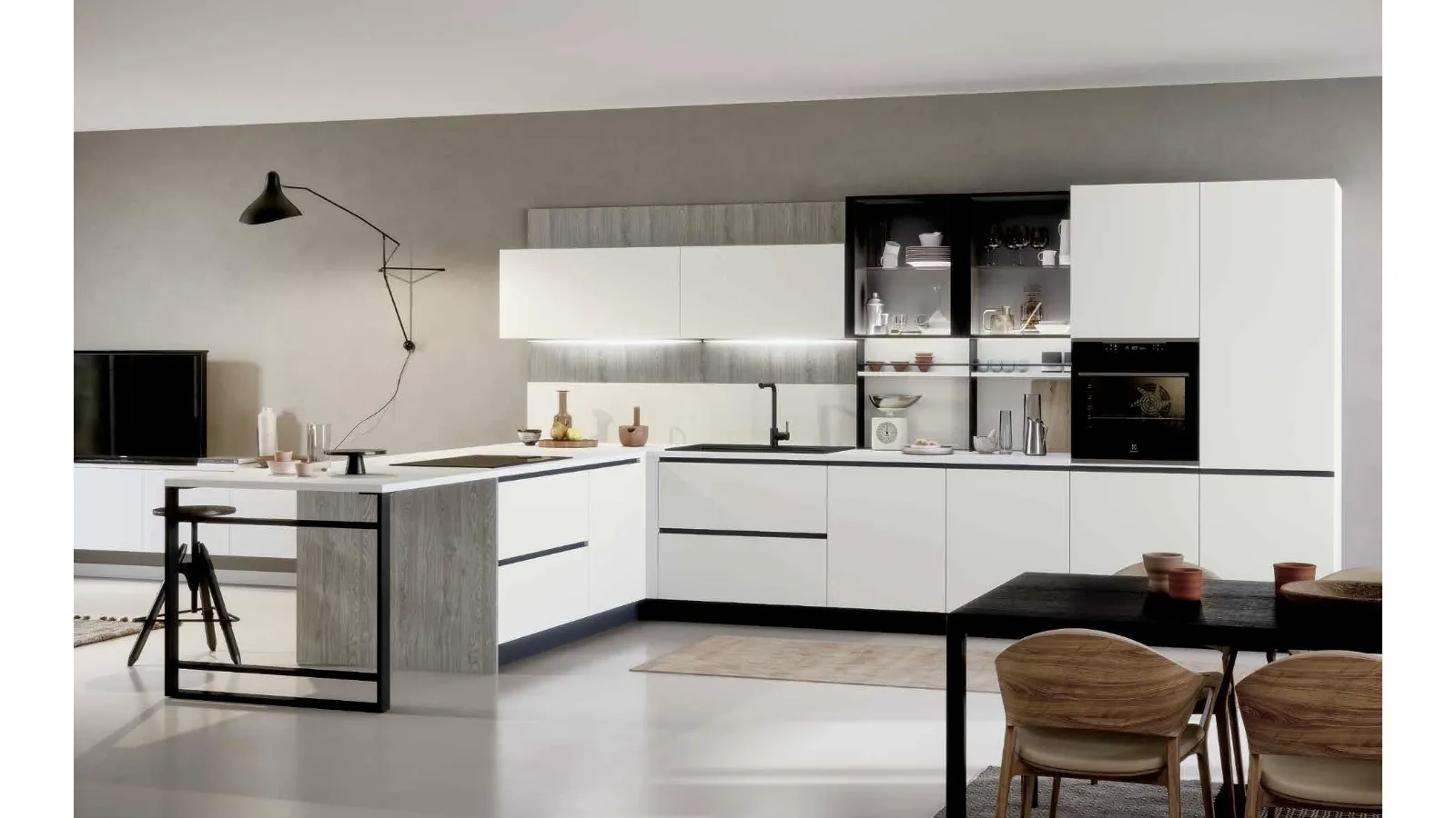 Cucina Moderna con penisola Trend Maniglia Home 04 di Forma Cucine